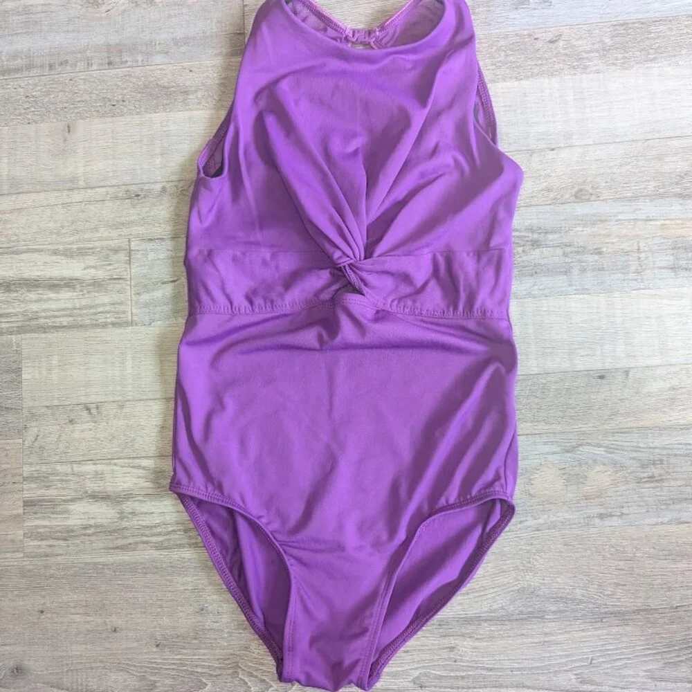Danznmotion Twist Front Dance Leotard | Sparkling Grape | Child 12/14